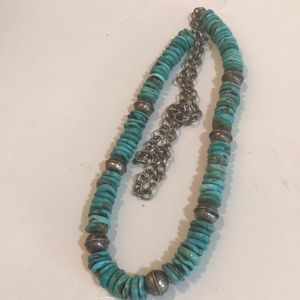 Turquoise + Sterling silver stamped bead n…